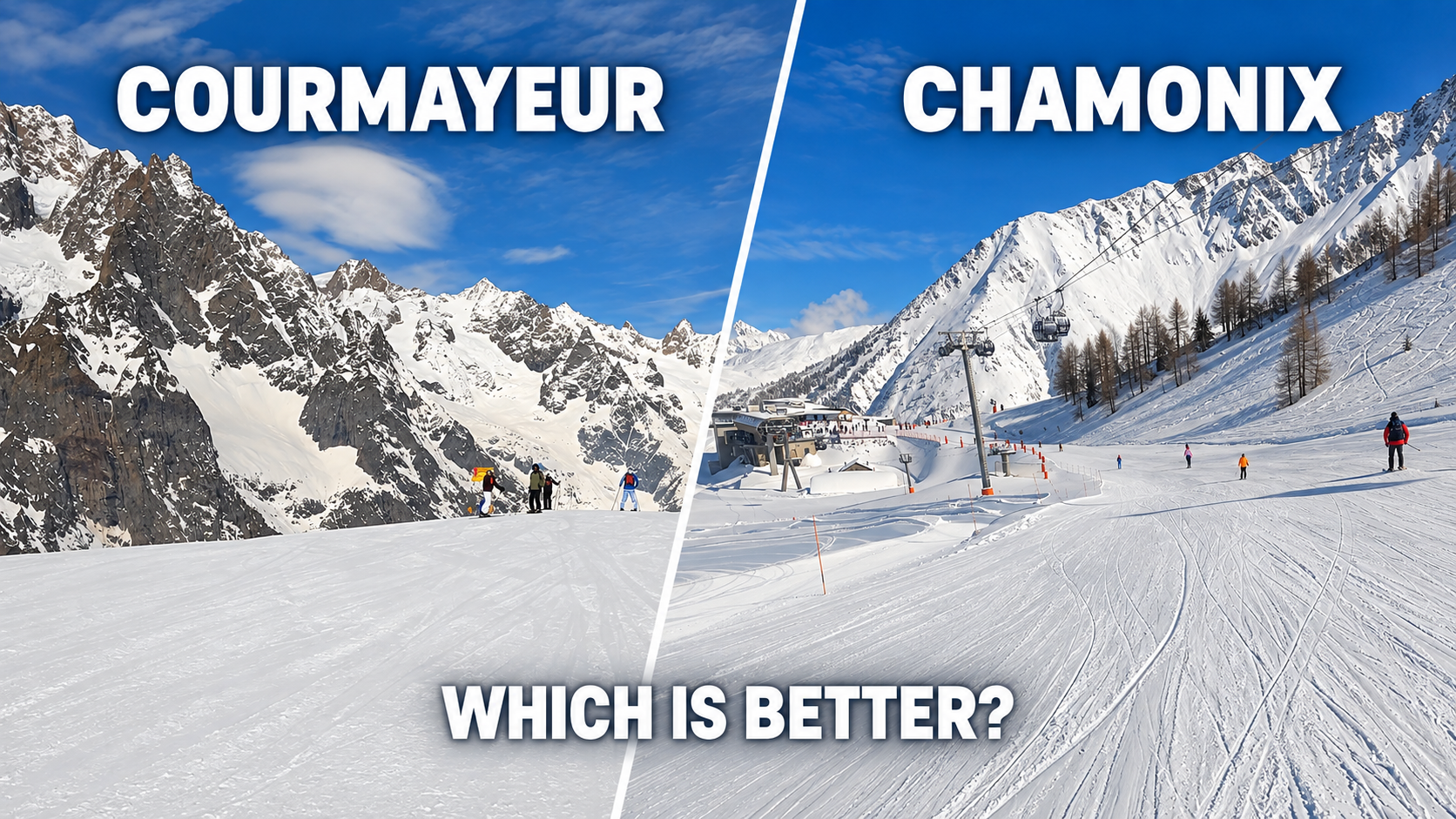 Courmayeur vs Chamonix skiing comparison near Mont Blanc