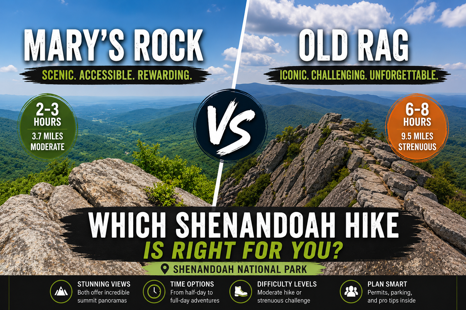Old Rag versus Mary’s Rock comparison in Shenandoah National Park