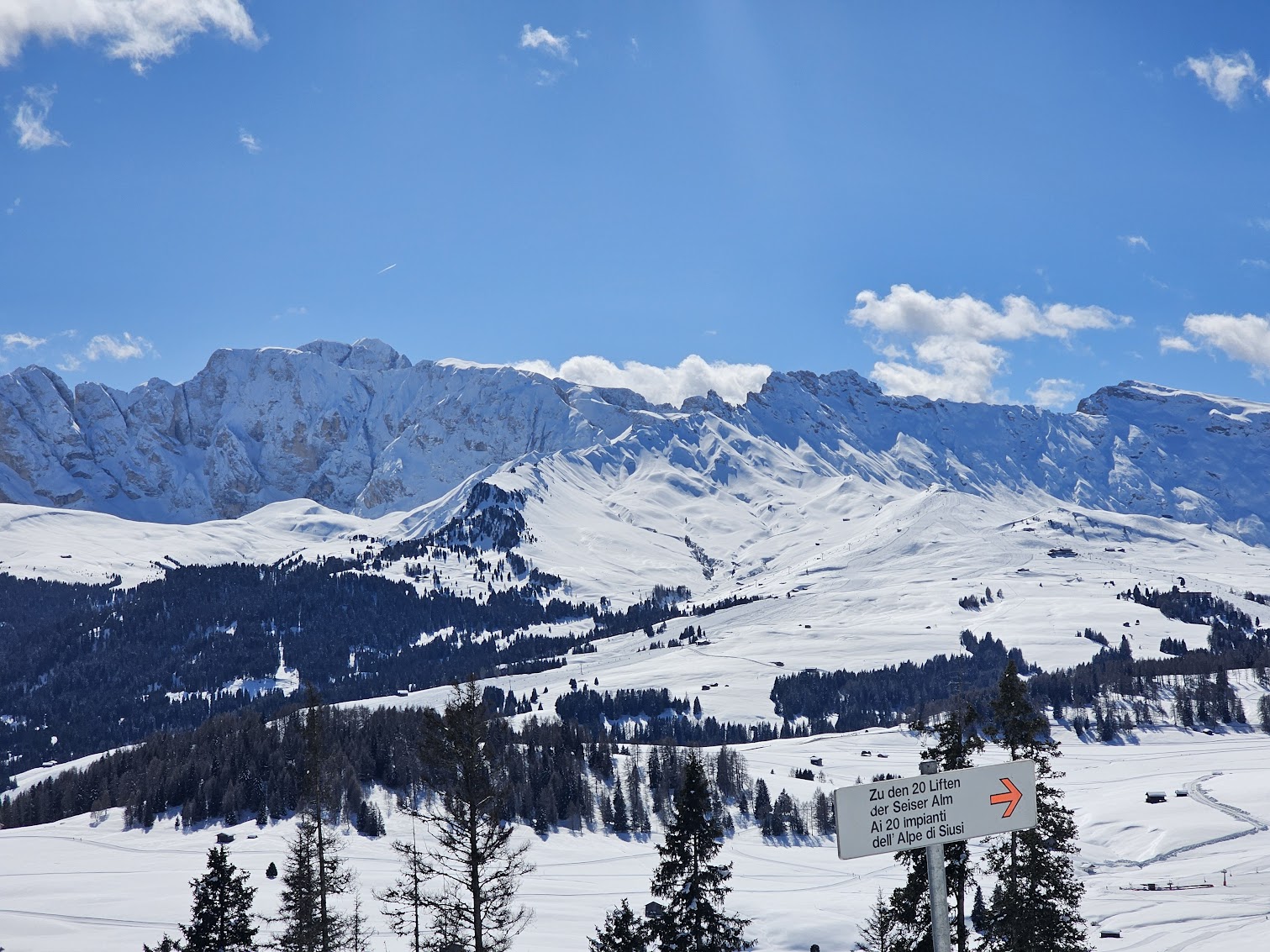Val Gardena panoramic ski area view